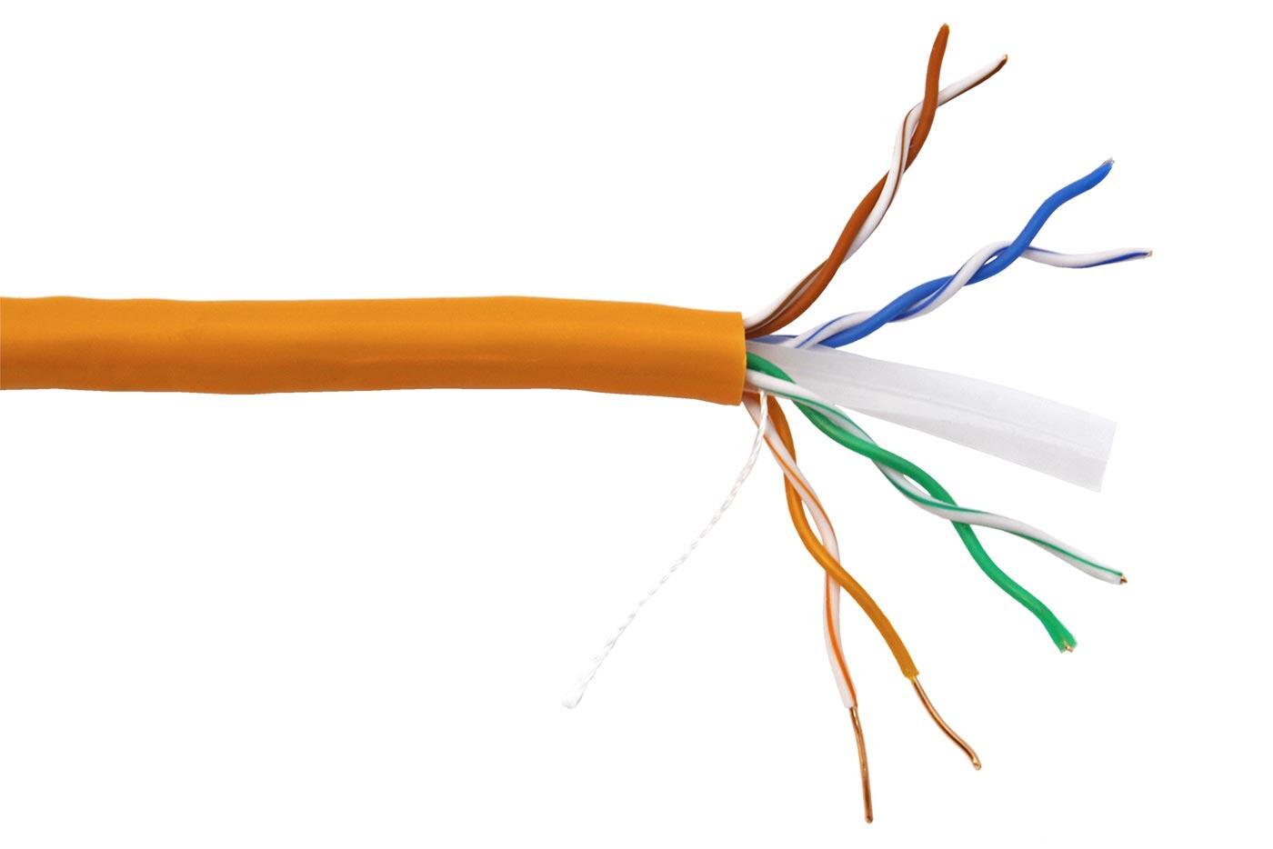 Uniview UTP-6-OFC-ECA-OR/305 Kábel UTP, kategória 6, netienený, vnútorný, meď (OFC), drôt, PVC plášť, certifikace CPR Eca, oranžová farba, škatuľa 305m