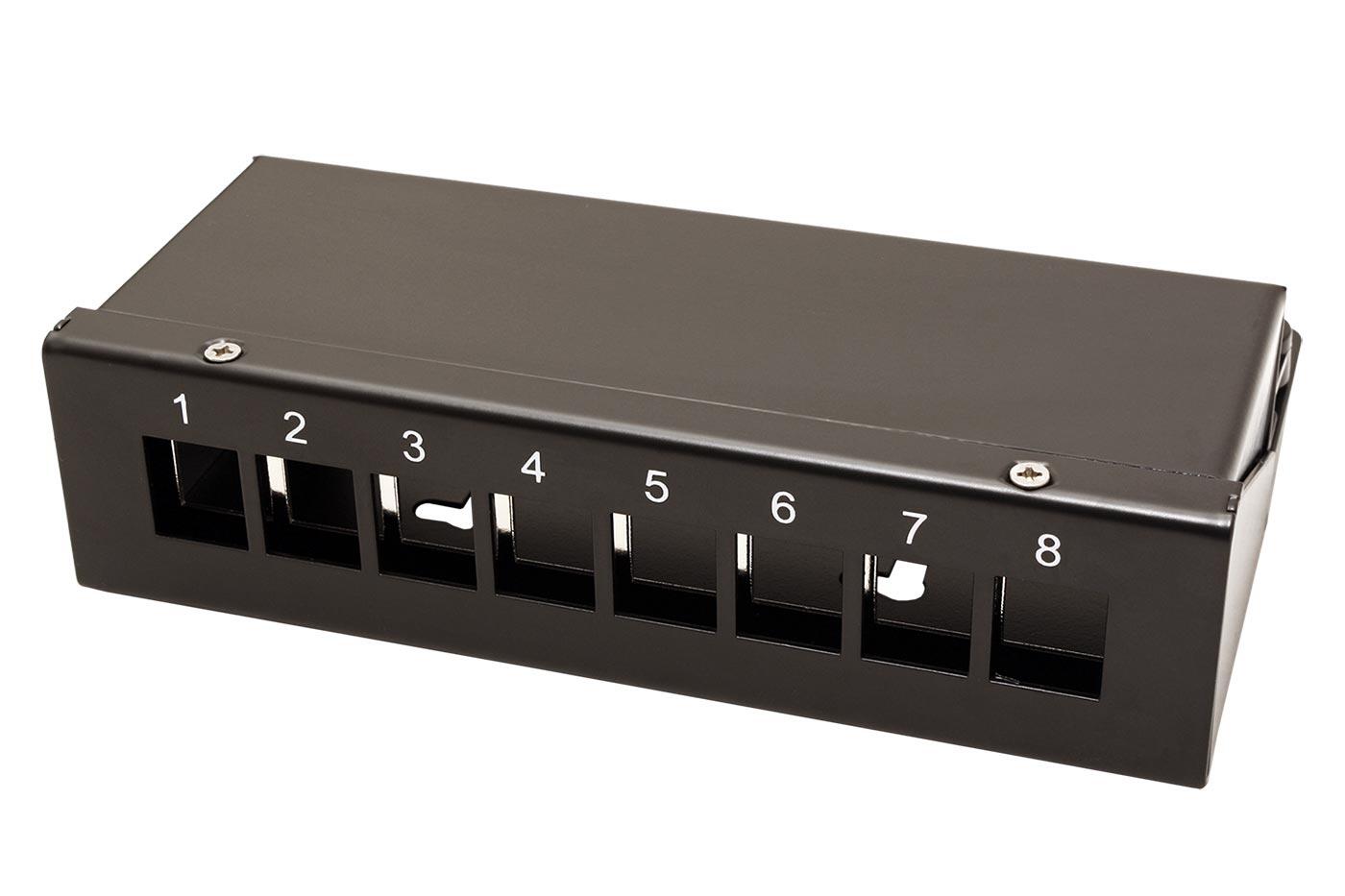 VALUE PATCHPANEL-KEYSTONE-STP-8P-BLK Patchpanel pre keystone moduly STP, 8 portov, neosazený, čierny