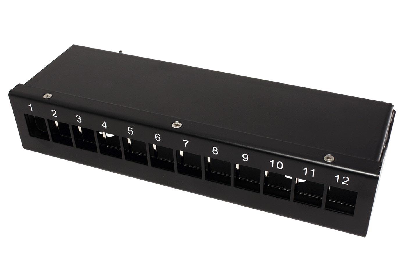 VALUE PATCHPANEL-KEYSTONE-STP-12P-BL Patchpanel pre keystone moduly STP, 12 portov, neosazený, čierny