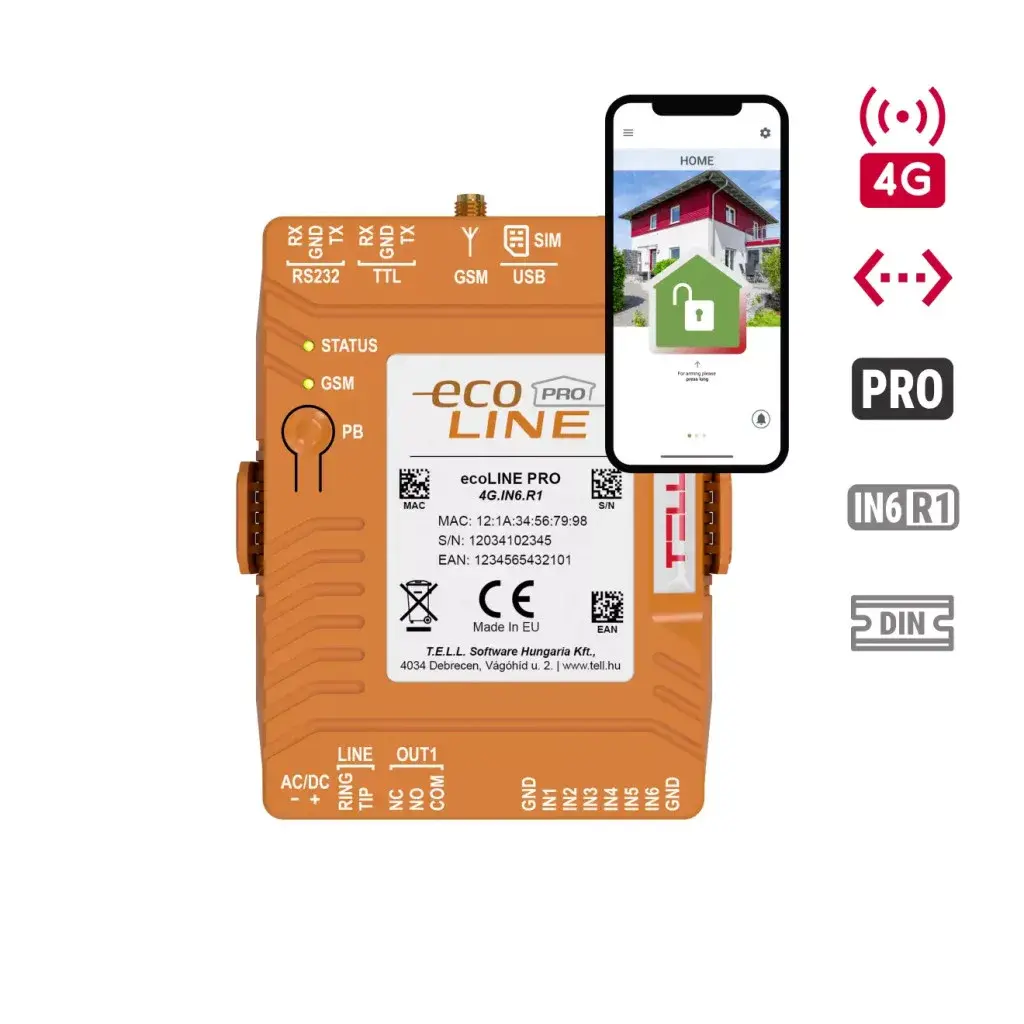 GITA GITA-ECOLINE-PRO-DIN-ETH-4G ETH/GSM/2G/3G/4G komunikátor
