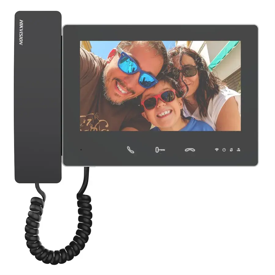 Hikvision DS-KH7300EY-THE2 Vnútorný stanica 2-drátového interkomu, dotykový displej 7" LCD so sluchátkem, čierna