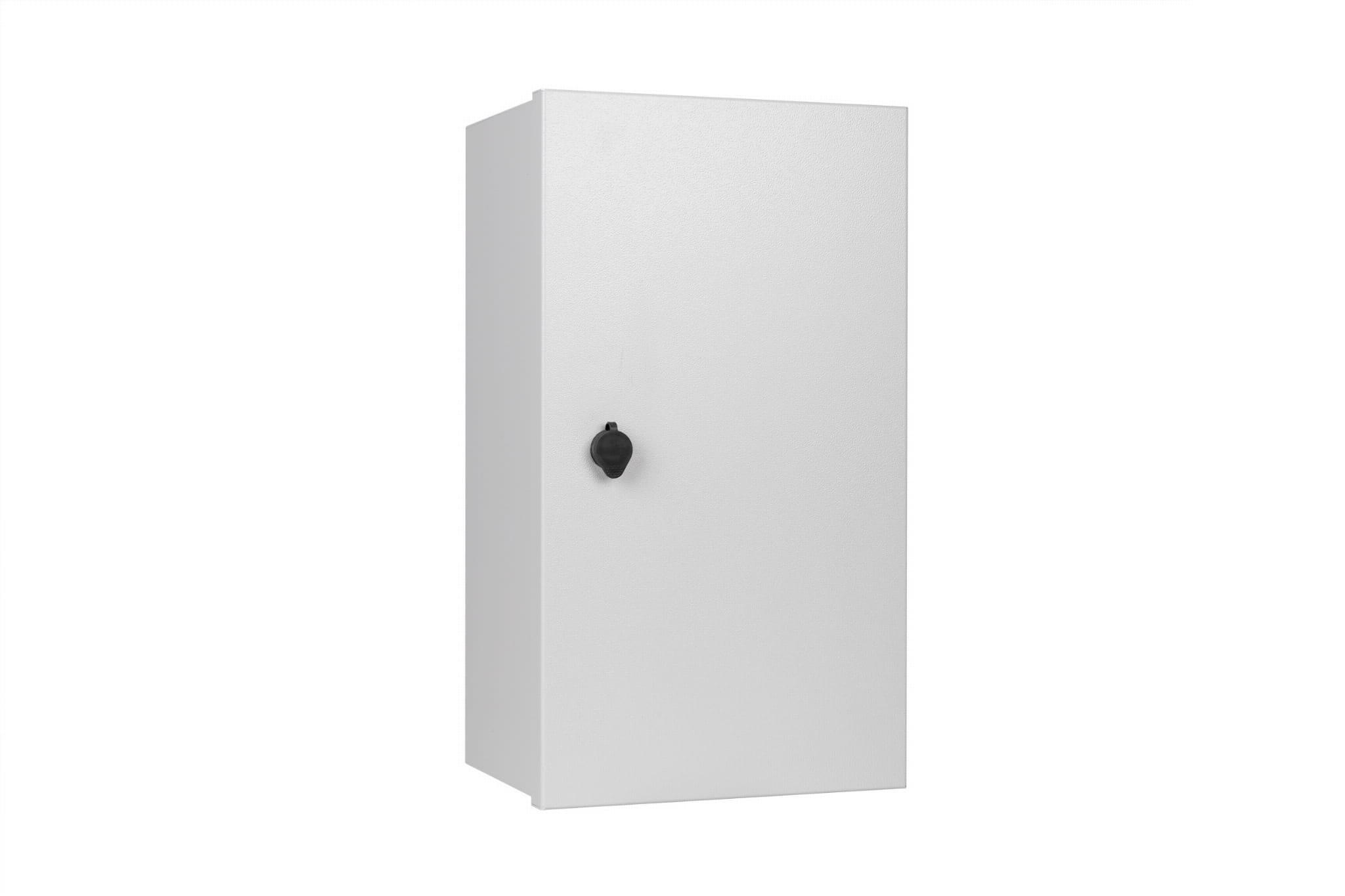 ATTE Vonkajšia rozvádzač, IP66, 480 × 270 × 210 mm, prostor pre batériu 40 Ah, systémové děrování v rastru 10,8 mm, 2× lišta TH-35, hliník, RAL 7035 (sivá)