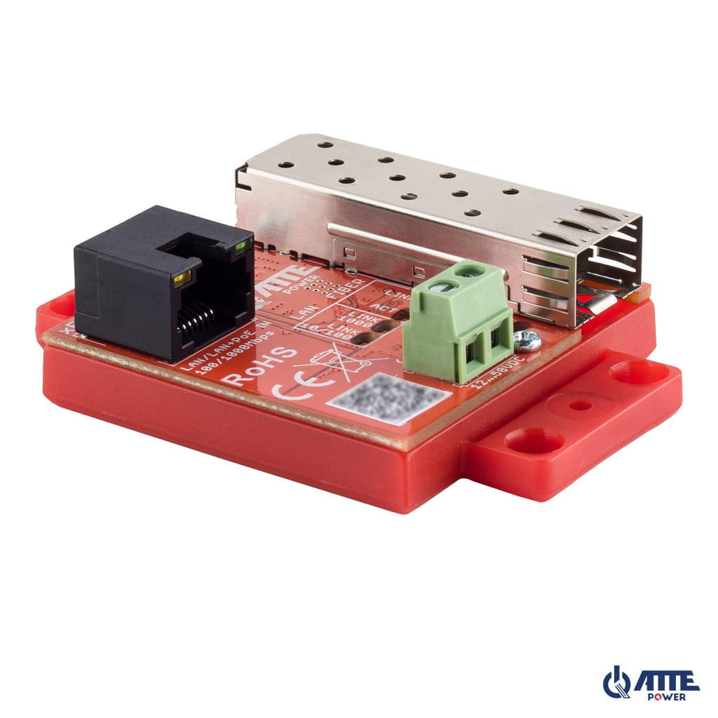 ATTE XFIBER-2-60 Gigabitový Ethernet SFP media konvertor, může být napájen přes PoE 802.3af alebo pasívny PoE, 1× LAN 10/100/1000 Mb/s a 1× SFP 1000 Mb/s.
