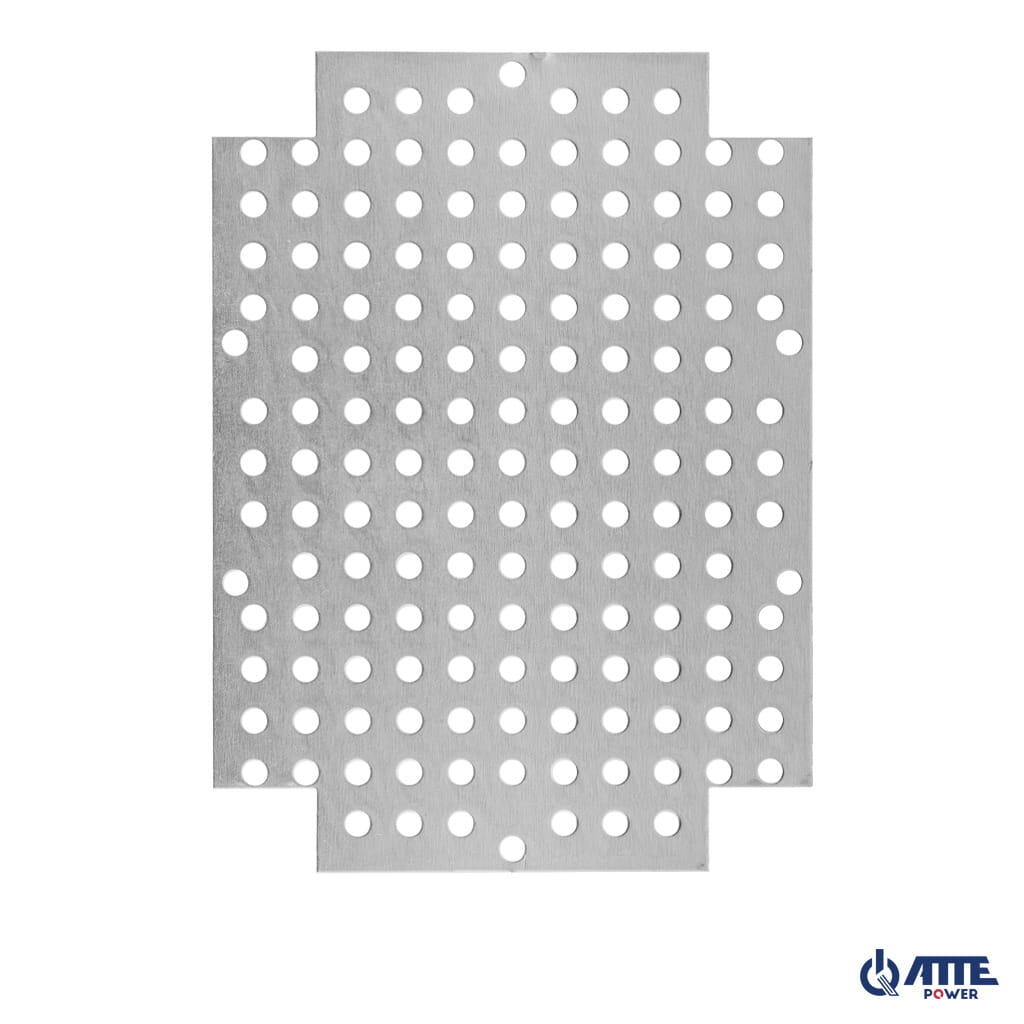 ATTE Montážní deska 176 × 128 mm pre ABOX-M, perforovaná v rastru 10,8 mm.