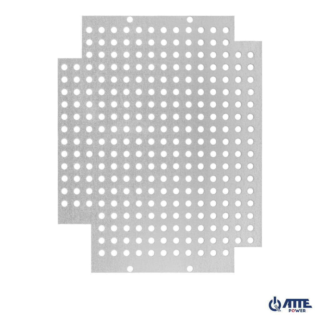 ATTE Montážní deska 225 × 178 mm pre ABOX-L, perforovaná v rastru 10,8 mm.